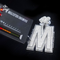 Pendentif personnalisé en argent 925 plaqué or, style hip-hop, avec logo lettre prénom, serti de moissanite VVS taille brillant, testeur de moissanite inclus, pour rappeur star