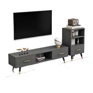 Minimalist Modern <b>Tv</b> <b>Stand</b> Scandinavian Style White With Drawers And Shelves For <b>Small</b> Apartment Living Room Furniture - Product Image 5