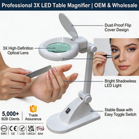 Loupe de table avec lumière LED, lampe grossissante pour extensions de cils avec bras pivotant pour réglage multi-angles