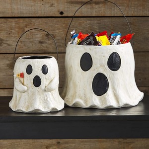 Ghost Halloween Treat <b>Buckets</b> Resin Reusable Indoor Outdoor Decor Medium Large Size - Product Image 1