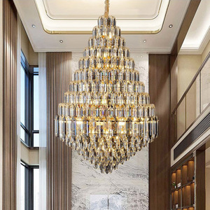 Lustre de hall de bâtiment duplex, escalier en colimaçon, hôtel de luxe léger, hall creux, projet de villa, cristal moderne pour salon - Product Image 5