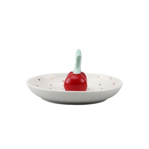 Cherry Decorations Ceramic Earring Necklace Holder Display Cute Ceramic <strong>Ring</strong> Dishes <strong>Plates</strong> - Product Image 5