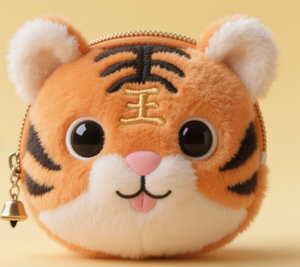 Sac personnalisé fait main, motif de dessin animé de tigre, porte-monnaie en peluche, cadeau d'anniversaire pour enfants - Product Image 1