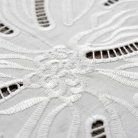 Dentelle brodée plate florale à grandes feuilles unilatérale, respirante, tricotée, style rustique, pour robe de mariée Qipao, faite à la main, blanc pur