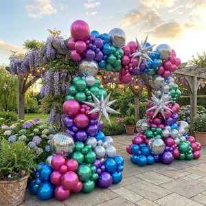 Kit de Guirnalda de Globos Metálicos Gruesos Ecológicos Multicolores para Fiestas Temáticas de los 80, Decoración Retro de Látex Neón - Product Image 3