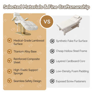 Giường làm đẹp điện cao cấp Turri Luxury, chất liệu lông cừu, ghế spa làm đẹp, bàn massage 3 mô tơ, điều khiển chân, có đèn - Product Image 4