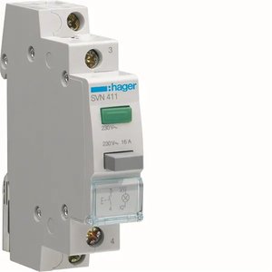 SVN411 compatibile con Hagers 1 pulsante illuminato 230V AC LED verde momentaneo 1 NO 1 modulo DIN - Product Image 1
