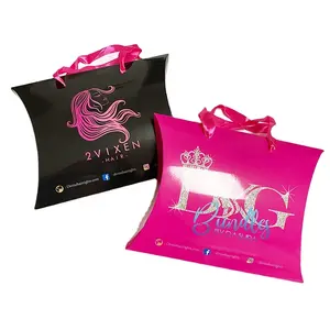 Print Uw Logo Haarverlenging Verpakking Box Custom Kussen Dozen Voor Haar Product