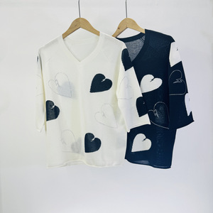 Design francese senso ZV classico Cardigan da <span class=keywords><strong>donna</strong></span> a forma di cuore in <span class=keywords><strong>lino</strong></span> lavorato a <span class=keywords><strong>maglia</strong></span> comodo e traspirante maglione lungo tutto Match - Product Image 5