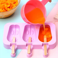 Moule à glace en silicone de qualité alimentaire, écologique, motif dessin animé, pour sucettes glacées maison multi-formes, avec bâtonnets, compatible lave-vaisselle