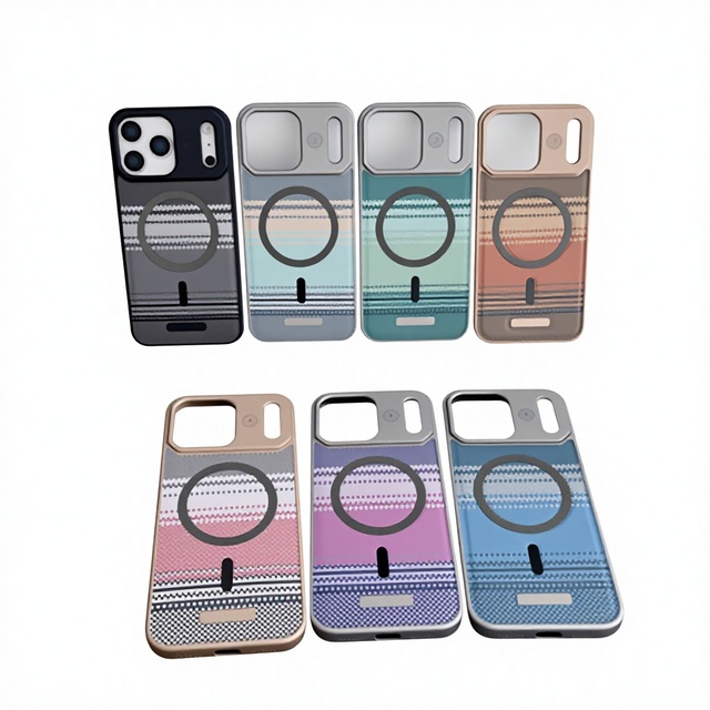 Hot Sale Shockproof Magnetic Ring Holder Mobile Phone Case for 16/17 Pro Max PC+PU Leather Pure Color