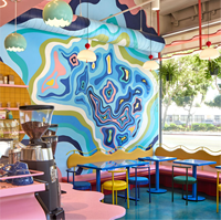 Ensemble de mobilier commercial de restaurant au design élégant, table et chaises en fer colorées pour boulangerie, café, bar, et salon de thé Boba