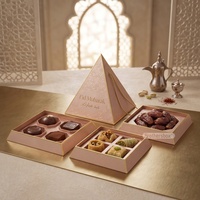 Individuell Bedruckte Arabische Pyramidenförmige Trennwand-Schachtel für Süßigkeiten, Biologisch Abbaubare Geschenkbox für Baklava, Kunafa, Datteln und Desserts
