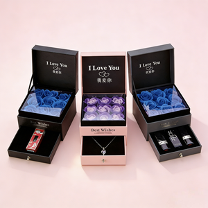 Caja de regalo cuadrada personalizada con logotipo, nueva, de lujo, para anillos, collares y pulseras, caja de embalaje de joyería de cuero cepillado. - Product Image 4