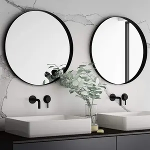 Toptan ucuz harika Modern banyo 60cm 80cm siyah yuvarlak ekstra büyük duvar aynaları ev dekor