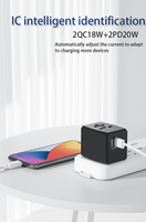 Chargeur rapide PD 20W à 4 ports de sortie, prise universelle avec adaptateur de voyage pour tous les appareils, courant nominal 8A, 2 ports USB