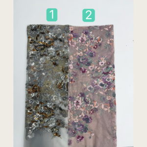 Tissu en <span class=keywords><strong>tulle</strong></span> brodé de sequins et de perles florales en feuilles de palmier tropicales, écologique, 7 couleurs, pour accessoires de robes de mariée - Product Image 6