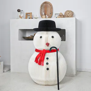 Customizable Christmas Snowman Honeycomb Paper Window Decorations For Office Parties/Retail Displays OEM Supplies Wholesale