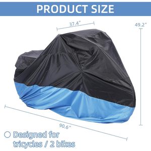 Copertura per triciclo per adulti copri bici impermeabile all'aperto per 2 biciclette a polvere di sole a prova di vento copertura per bicicletta foro di blocco in poliestere - Product Image 2