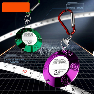 Mini <b>Tape</b> 2M Automatic Return Stainless Steel Blade With Carabiner Keychain For Home Use - Product Image 1
