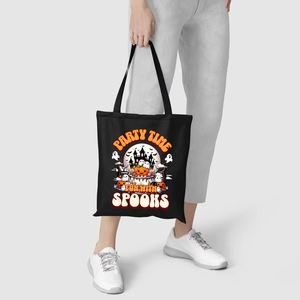 DLBZ Halloween Cute Cartoon Designer Eco-friendly <b>Large</b> Reusable Custom Canvas Tote Shopping <b>Bag</b> with Rope Handle for Party - Product Image 3