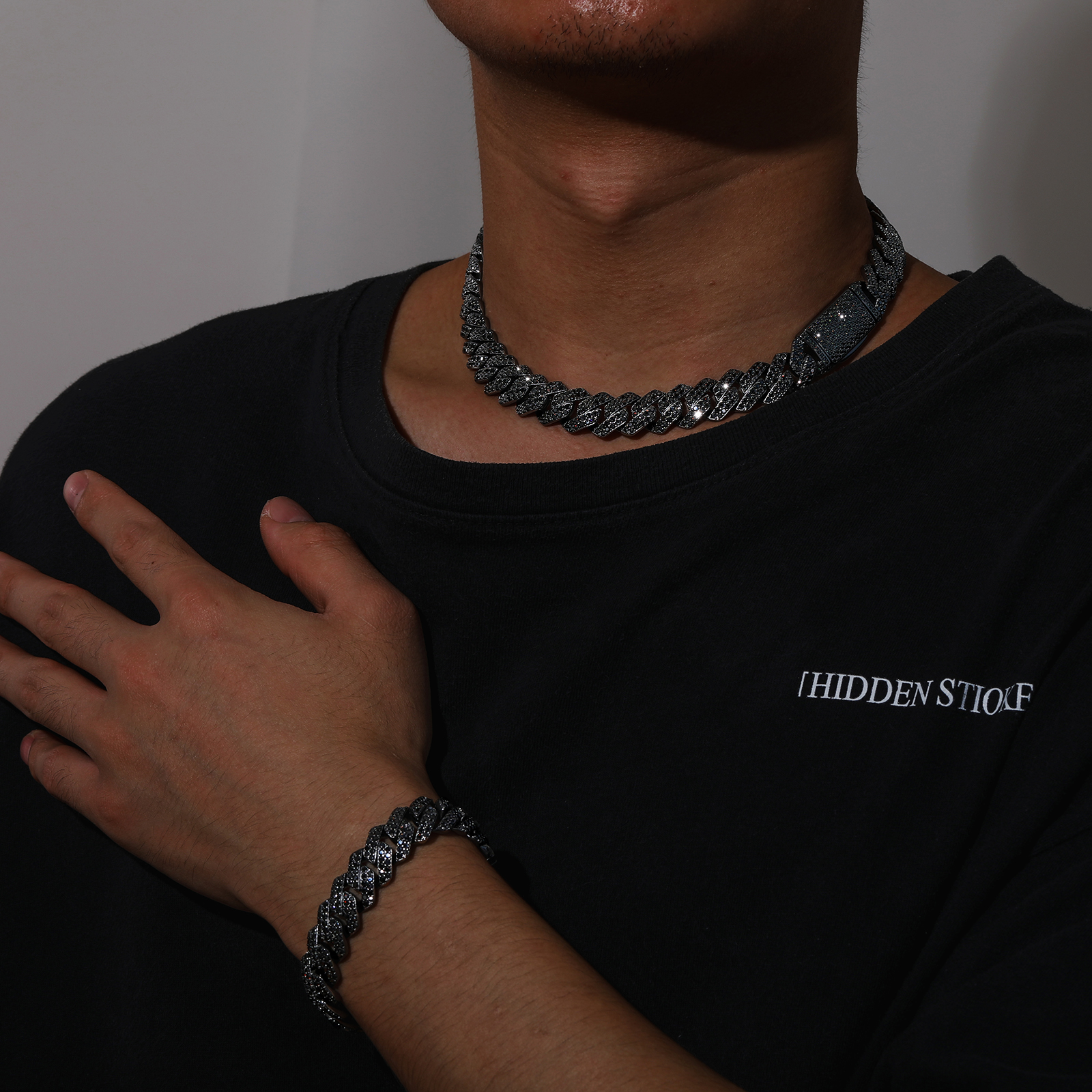 Punk Hip Hop Jewelry - Men's Black Gold Plated Chains