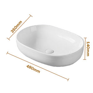 Vasque intégrée en céramique moderne et simple à poser sur comptoir, idéale pour petits appartements et hôtels, lavabo artistique pour salle de bain - Product Image 2