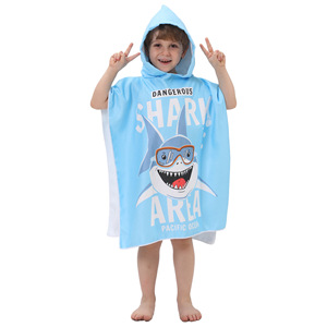 Serviette <span class=keywords><strong>de</strong></span> <span class=keywords><strong>bain</strong></span> et <span class=keywords><strong>de</strong></span> plage à capuche personnalisée pour enfants, motif dessin animé, séchage rapide, antimicrobienne, en microfibre imprimée - Product Image 2