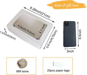 Boîte cadeau élégante avec couvercles transparents, boîtes à cadeaux avec étiquettes en ficelle pour mariage, anniversaire, boîtes blanches pour cadeaux, anniversaire blanc - Product Image 3
