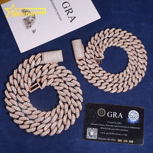เครื่องประดับสไตล์ฮิปฮอปขนาด15มม. 18มม. สายโซ่สีโรสโกลด์925เงินคิวบา - Product Image 1