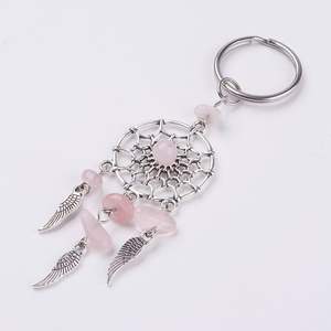 Lilangda, venta al por mayor, Mini atrapasueños, Luna, estrella, pluma colorida, trenza de Metal hecha a mano, atrapasueños, llavero con piedras - Product Image 2