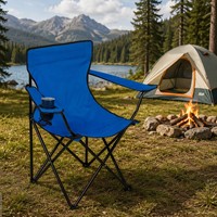 Chaise de camping pliable avec porte-gobelet, logo personnalisé OEM, chaise d'extérieur légère en métal pour la plage, le pique-nique, la pelouse, vente en gros