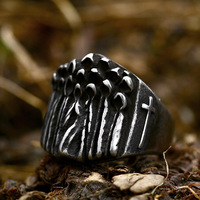 Cincin Tengkorak Salib Baja Tahan Karat Vintage Fashion, Perhiasan Biker Gothic untuk Pria, Pesta Ulang Tahun, Pernikahan, Harga Grosir