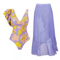 Robe de bain sexy pour femme, cache-maillot transparent avec volants léopard et motifs géométriques unis ou à motifs fruités