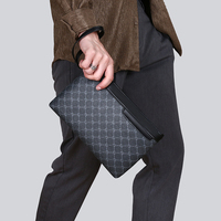 Tas Tangan Pria Fashion Mewah Berkualitas Tinggi Dompet Pria Tas Clutch Bisnis dengan Bahan Pu Tahan Air dan Tali Pergelangan Tangan yang Dapat Dilepas