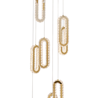 Luminaire suspendu moderne à hauteur réglable pour plafond haut, villa, hôtel, hall, escalier, lampe LED de luxe en cristal doré
