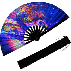 Uv Glow lớn Rave gấp tay <span class=keywords><strong>fan</strong></span> hâm mộ cho nam giới phụ nữ, trang trí gấp tay <span class=keywords><strong>fan</strong></span> hâm mộ cho Đảng - Product Image 1