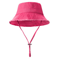 Vente en gros Chapeaux seau soleil d'été pour femme avec bord effiloché et logo personnalisé Chapeaux seau extérieur délavé en coton avec corde