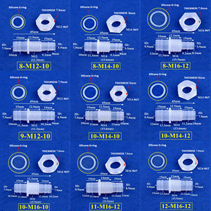 Zdvseal Pp Schotconnector M6-M16 Schroefdraad 3X4 Tot 12X12Mm Slang Weerhaak Met Moer & Afdichting Voor Paneelmontage Vloeistofoverdracht - Product Image 6