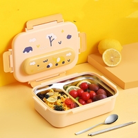 Boîte à lunch isolée en acier inoxydable 316 avec assiette à dîner portable à compartiment mignon pour les étudiants employés de bureau enfants