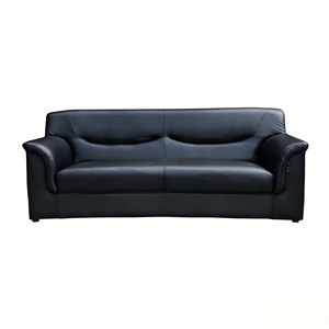 Ensemble de canapés 1+2 <span class=keywords><strong>en</strong></span> <span class=keywords><strong>cuir</strong></span> PVC noir avec dossier ergonomique classique, directement de l'usine, <span class=keywords><strong>pour</strong></span> bureaux et salles d'attente - Product Image 2