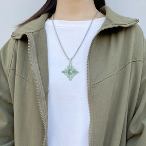 Collier avec pendentif en jade naturel véritable bleu iris, en forme de fleur, en argent S925, serti de jade de qualité glace. - Product Image 5