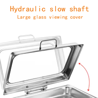 Langlebiges 9L Rechteckiges Glas & Edelstahl Luxus-Chafing Dish Buffet-Set mit Gasheizung für Hotel- und Restaurantnutzung
