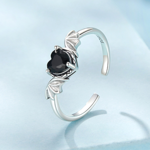 Pavé de Plata de Ley 925 con ajuste CZ, accesorio de moda de plata oxidada, joyería, alas de SCR1105-E, anillo de dedo medio - Product Image 2