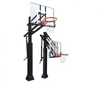 Support de basketball réglable en hauteur, équipement de basketball de niveau événementiel institutionnel, conforme aux normes FIBA, avec rembourrage de poteau et logo personnalisé
