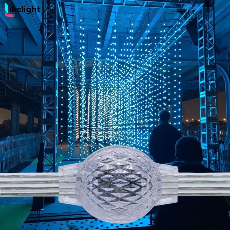 35mm RGB Pixel LED Ball String Light DC12V DC24V IP67 Outdoor Waterproof Holiday Decoration APP Control