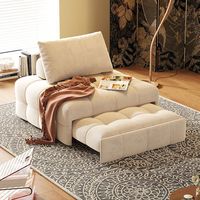 Sofá Cama Multifuncional Extensible Individual GEDO 2026, Estilo Wabi Sabi Cream Puff, Tela con Relleno de Esponja
