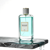 Flacon de parfum vide rectangulaire transparent 30ml 50ml 100ml avec rayures personnalisées, couvercle blanc unique, en verre, avec boîte cadeau