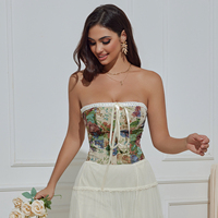 Corset bustier sans bretelles pour femme - Style vintage pastoral, ajusté, antibactérien, écologique, pour tous les jours, soirée, rendez-vous, invitées de mariage