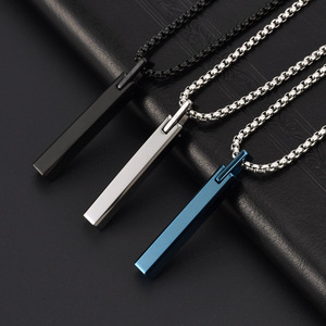 Collier tendance en acier tungstène plaqué <span class=keywords><strong>or</strong></span> avec pendentif long et lisse, options de <span class=keywords><strong>chaîne</strong></span> personnalisées - Product Image 1